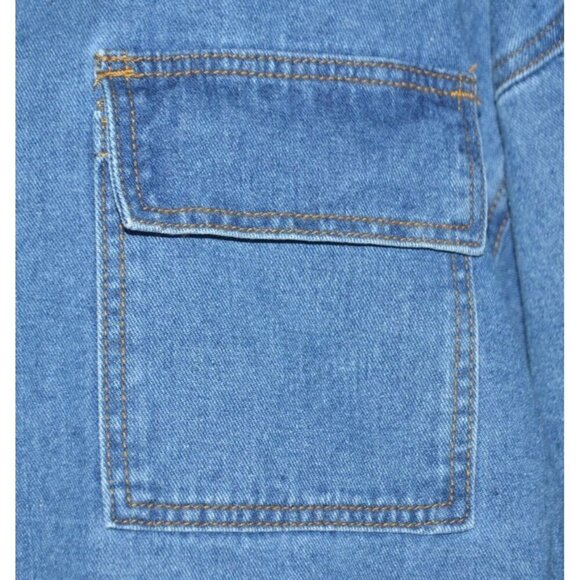Wishlist Oversized Blue Denim Snap Button Front Jean Jacket Size S/M Belted - Picture 6 of 14